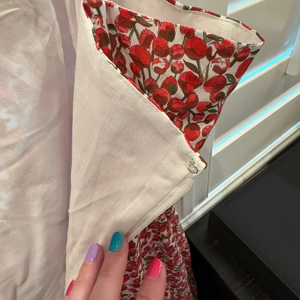 NWT J.Crew Seamed Flare Midi Dress in Liberty® Eliza's Red Fabric Size 6